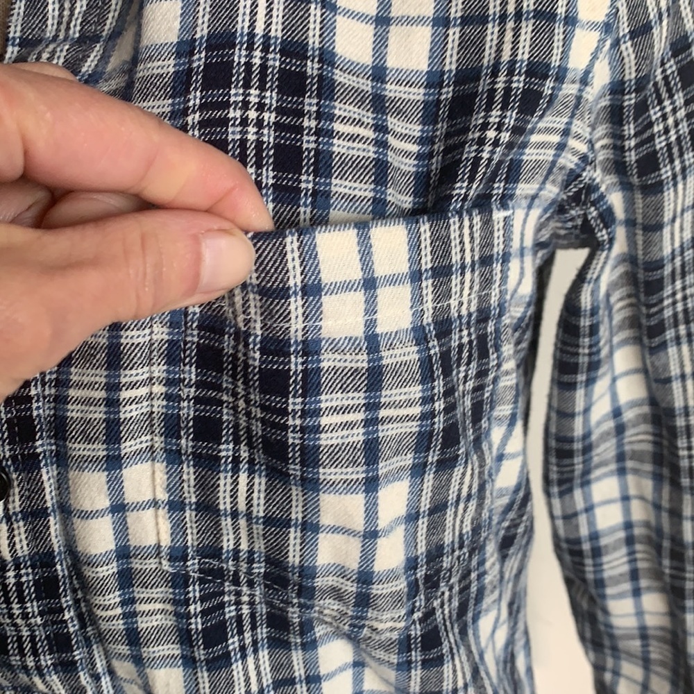 Madewell Button Down Blue and White Flannel - Picture 3 of 8